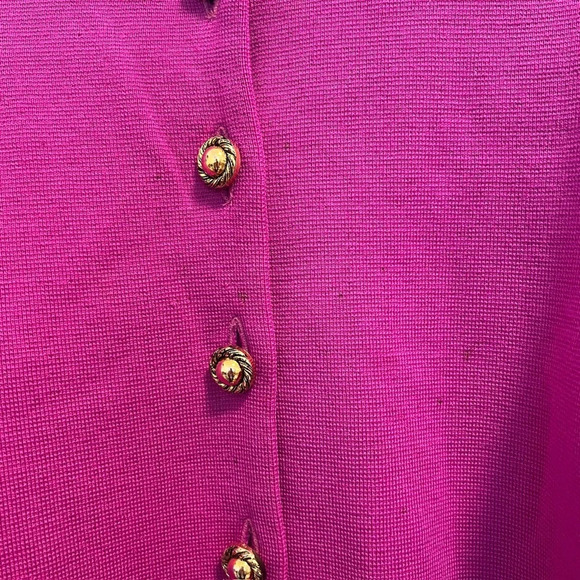 Jaegar vintage wool sweater round neck cardigan pink  jacket gold buttons - Picture 2 of 12